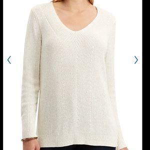 Chaps Knit Chevron V Neck Sweater NWT